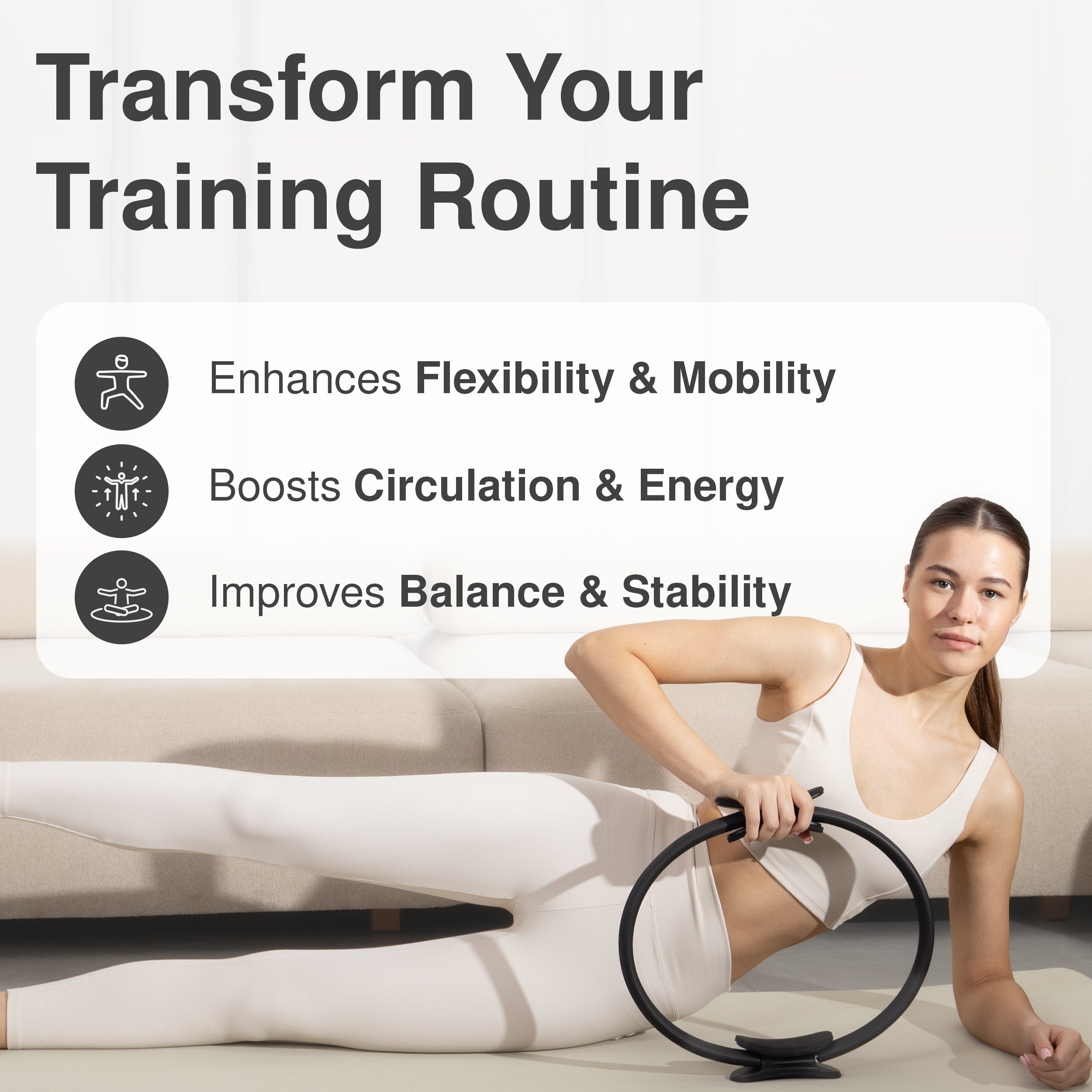 BEWEGO 5-in-1 Premium Pilates Set Für Zuhause Mit Pilates Ring, Soft-Ball, Widerstandsbändern & Gewichten - Elegantes Geschenk Für Frauen, Die Ästhetik & Qualität Schätzen